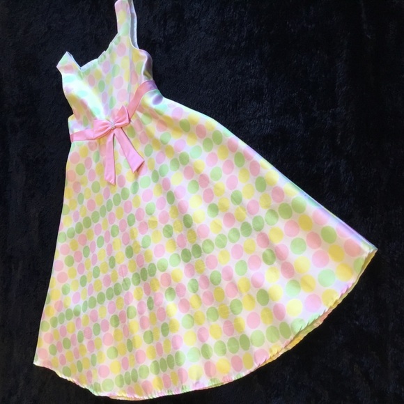 Youngland Sz 8 Dress, Pink & Green Polkadots, EUC - Picture 3 of 7